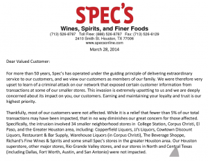 Spec's network gets hacked